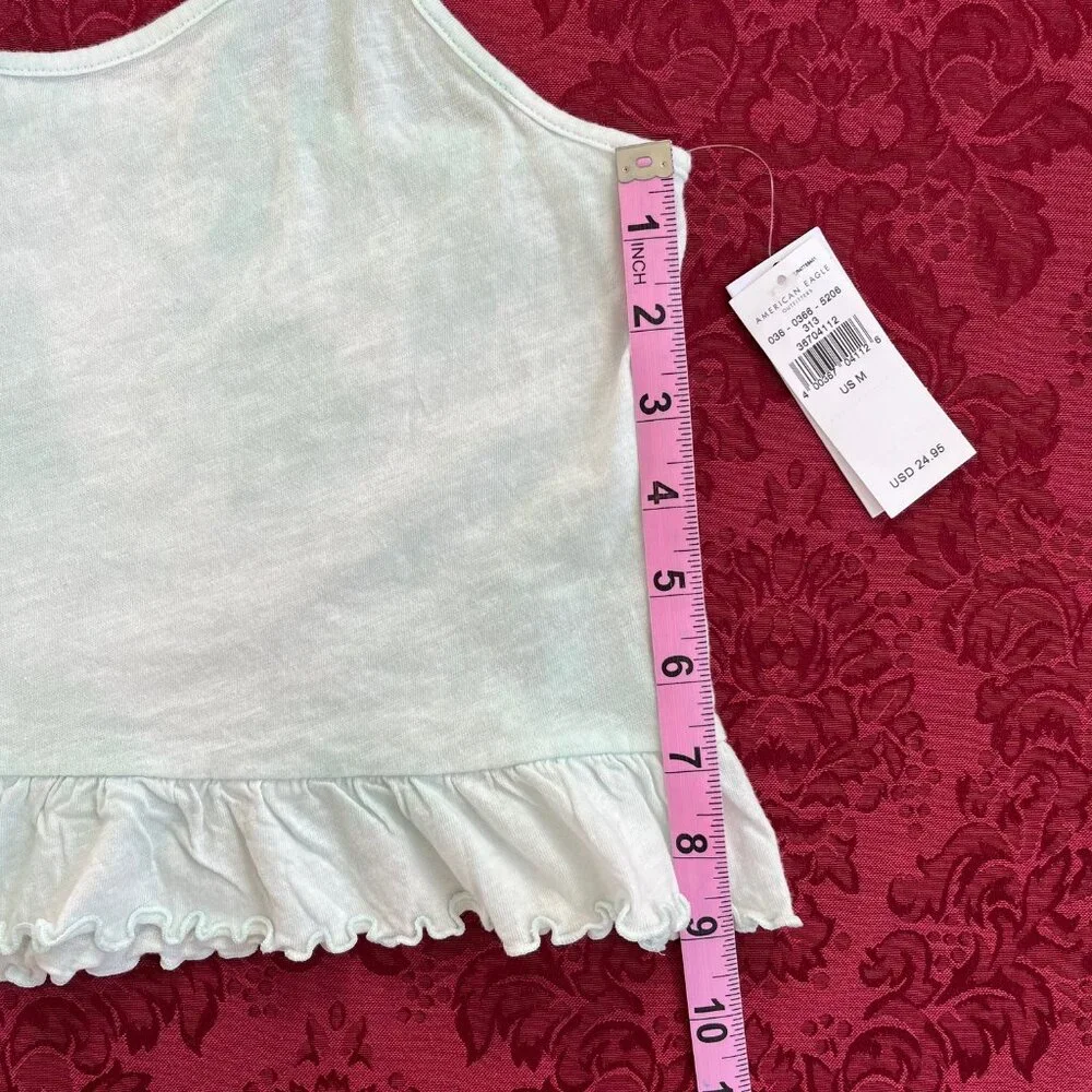 American Eagle Cotton Ruffle Crop Tank Top Medium - Picture 11 of 14